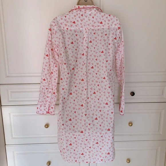 The company store button down long sleeve shirt nightgown hearts size XS white - Picture 5 of 8